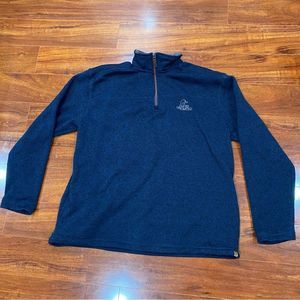 Ducks Unlimited Mens Sweater XL Navy Blue 1/4 Zip Pocket Outdoor Fleece